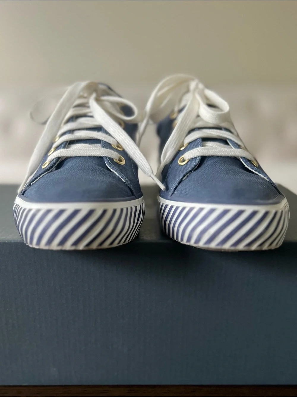 Keds Jump Kick Majestic Stripey Sneakers Blue Canvas Women’s 8